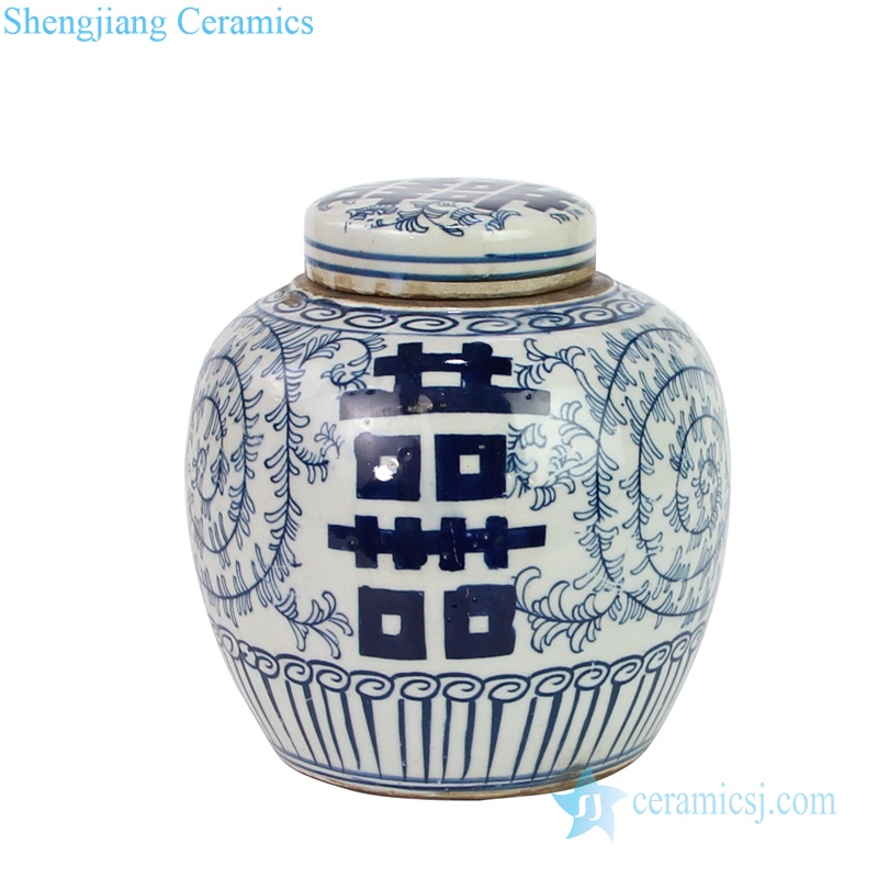  Jingdezhen  storage jar with lid  lucky word pattern
