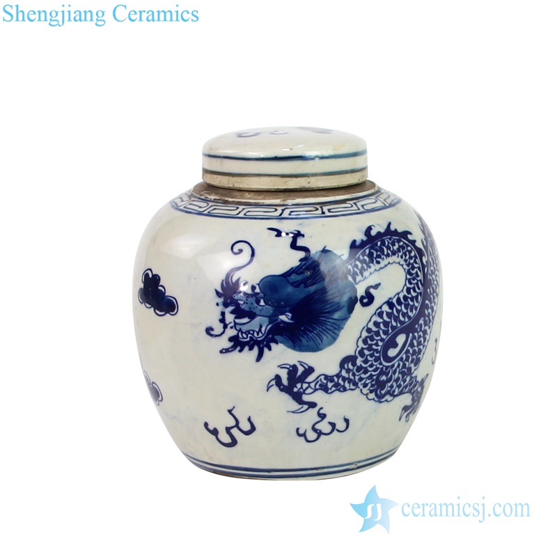  Jingdezhen  storage jar with lid   dragon pattern