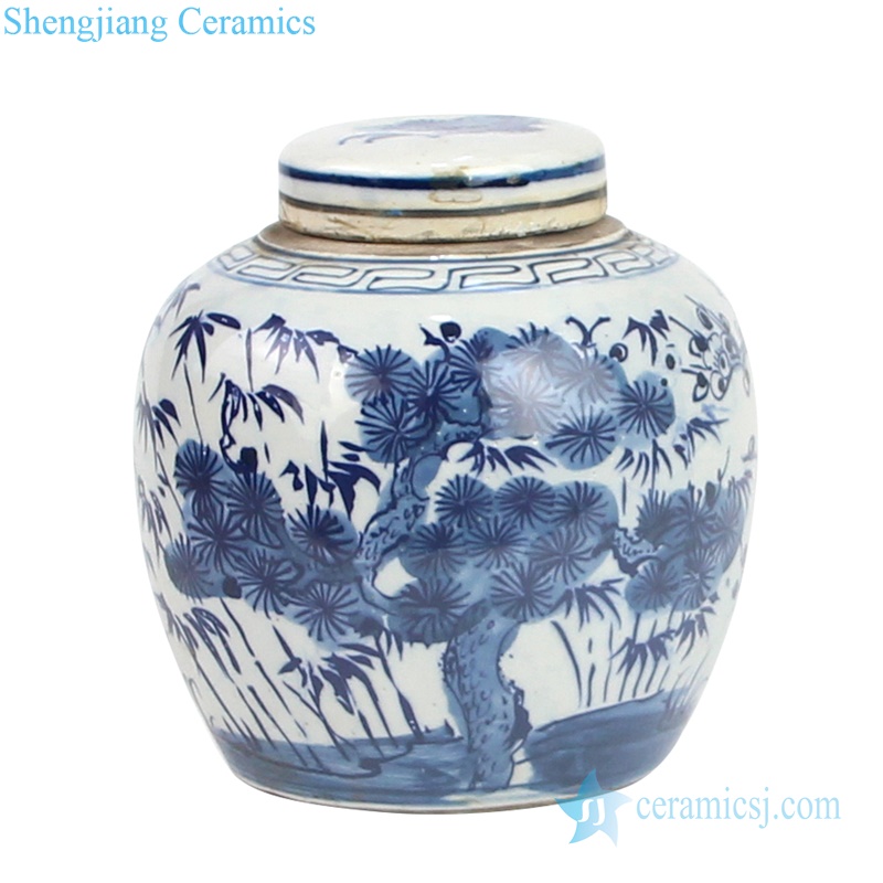  Jingdezhen  storage jar with lid  landscape pattern