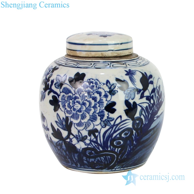  Jingdezhen  storage jar with lid  flower pattern