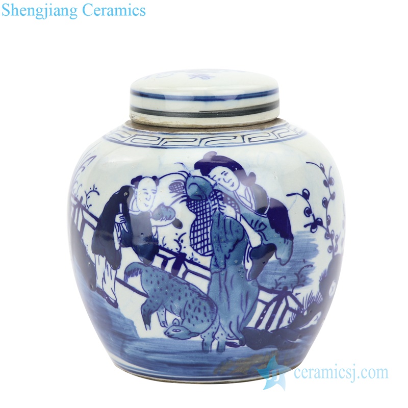  Jingdezhen  storage jar with lid  character pattern