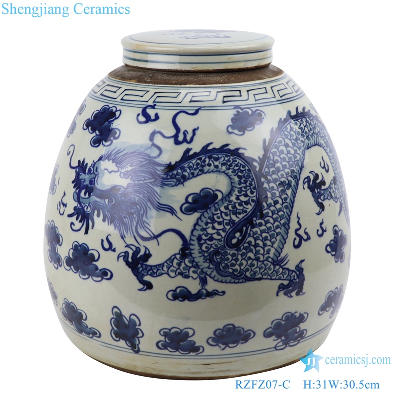 chinese style dragon pattern jar front view 