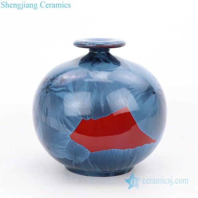 Handmade blue glaze pottery vases front view 