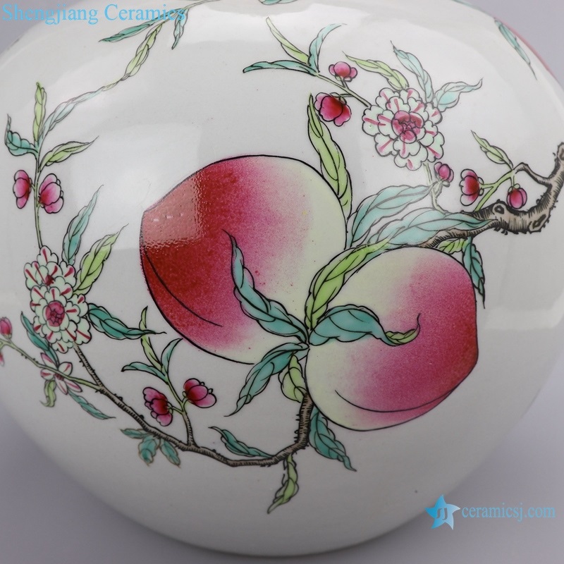 Nine longevity peach picture large vase detail