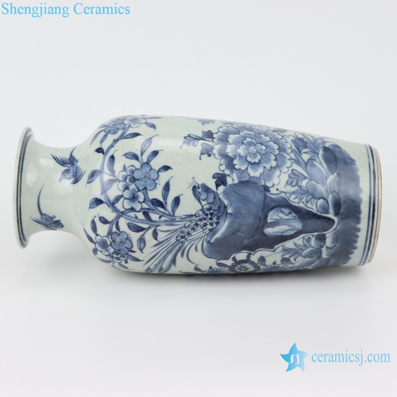 Flower and bird chinese ceramic big vase side view