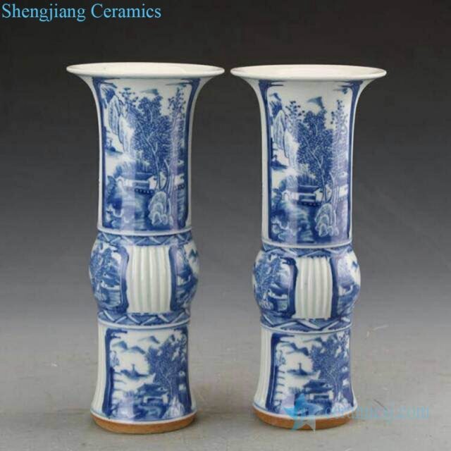 Hand-painted landscape ceramic vases color glaze