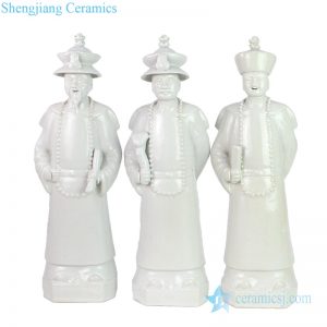 Smoothy white ancient ceramic figurine front view