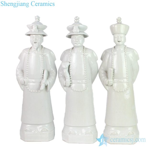 Smoothy white ancient ceramic figurine front view
