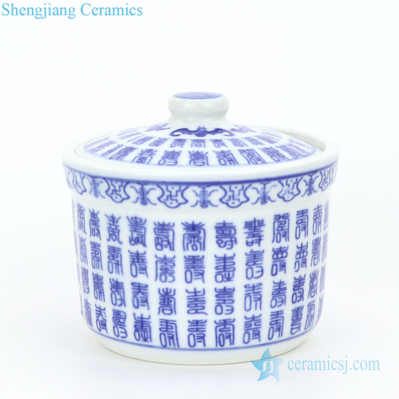 Blue and white hand painted sauce pot