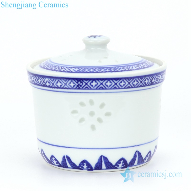 Blue and white hand painted sauce pot
