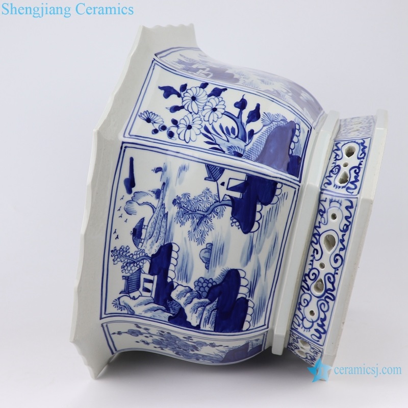 Chinese landscape pattern anrique color glaze flowerpot