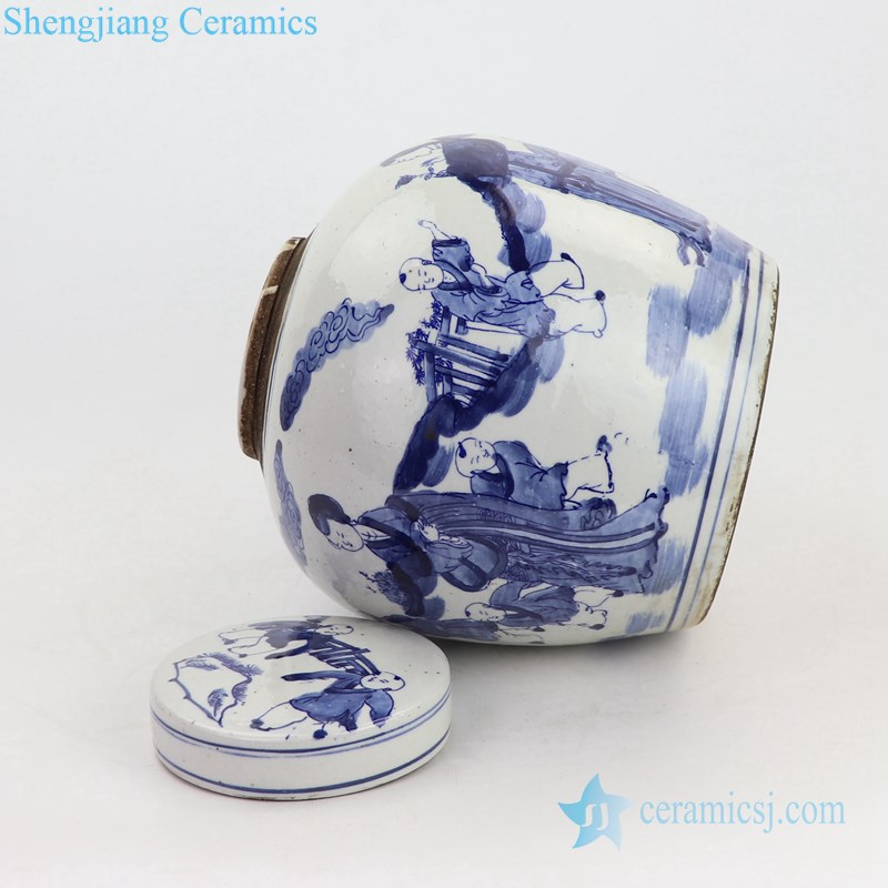 Beautiful blue and white porcelain teapot side view