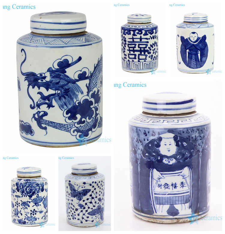 Antique blue and white ceramic pot