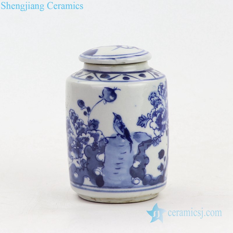 Blue and white porcelain jar front view