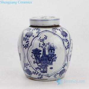 Qing dynasty landscape porcelain pot front view
