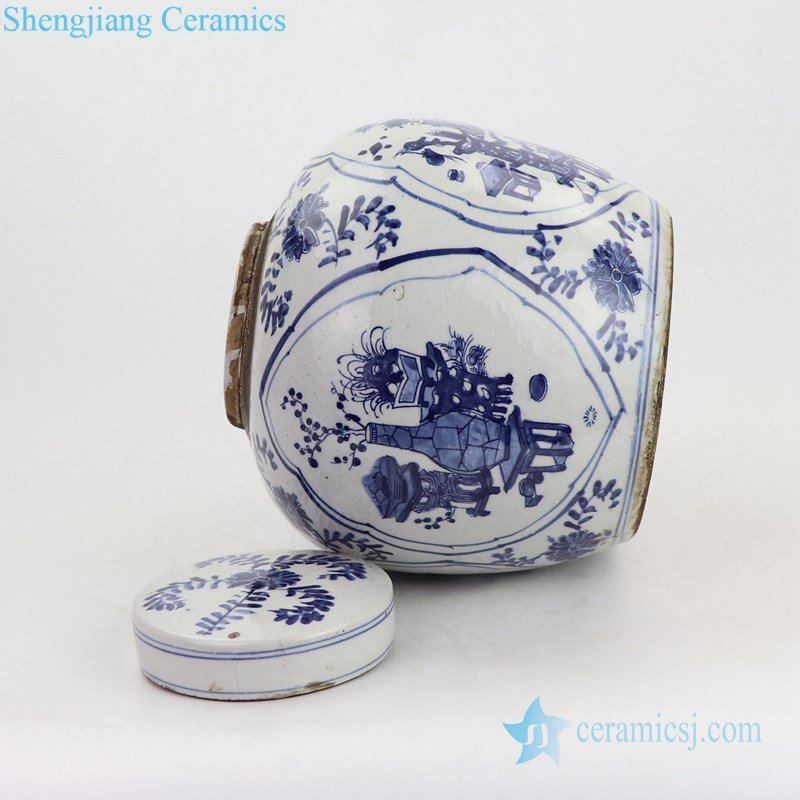 Qing dynasty landscape porcelain pot side view 