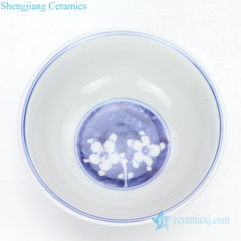 Chinese exquisite wintersweet ceramic bowl inside view 