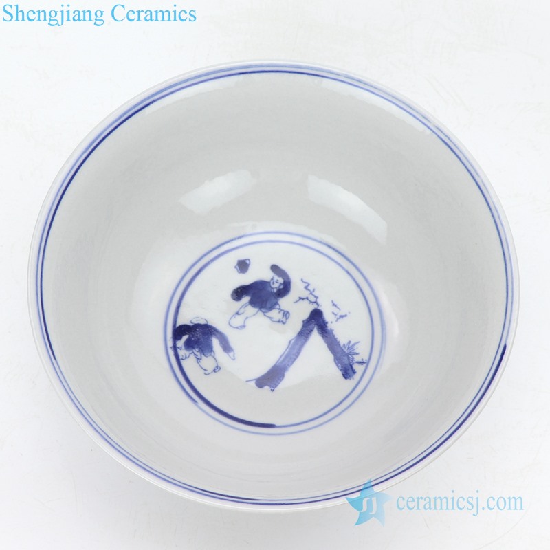 Simple style hand-painted ceramic bowl inside view