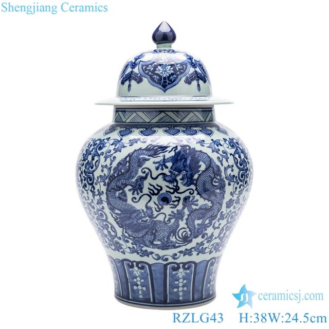 High-grade blue and white general pot front view 