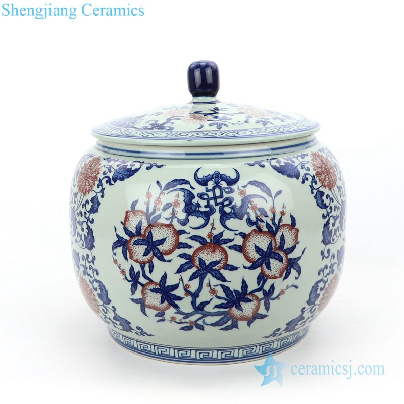 Chinese blue and white porcelain tea pot front view 