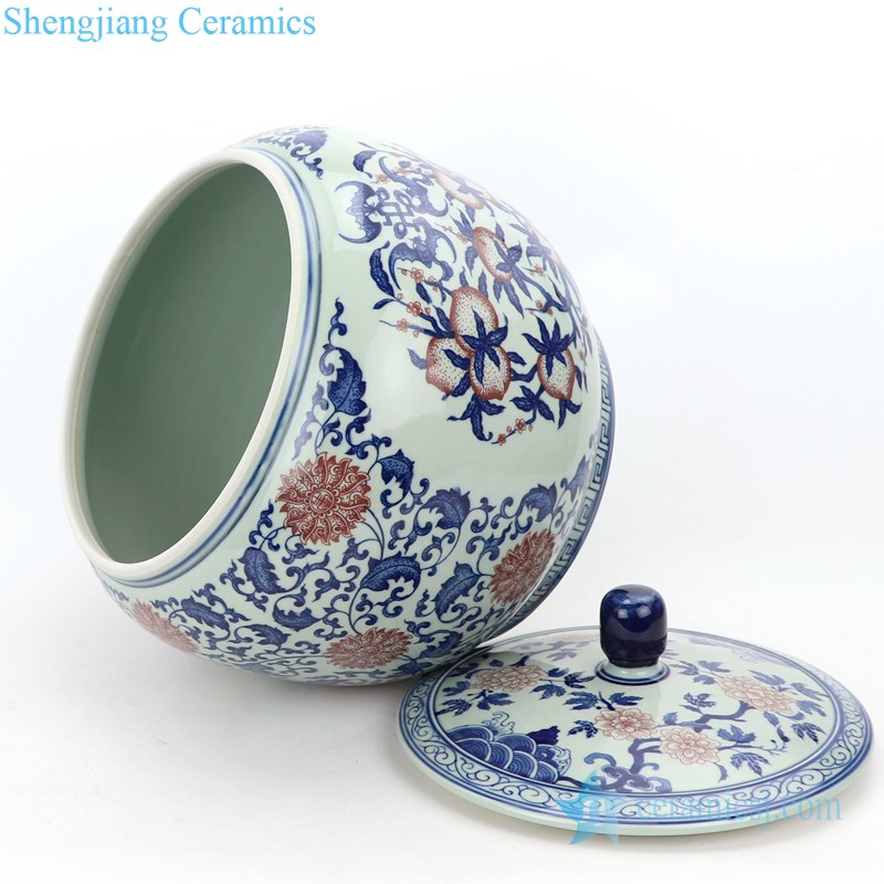 Chinese blue and white porcelain tea pot side view 
