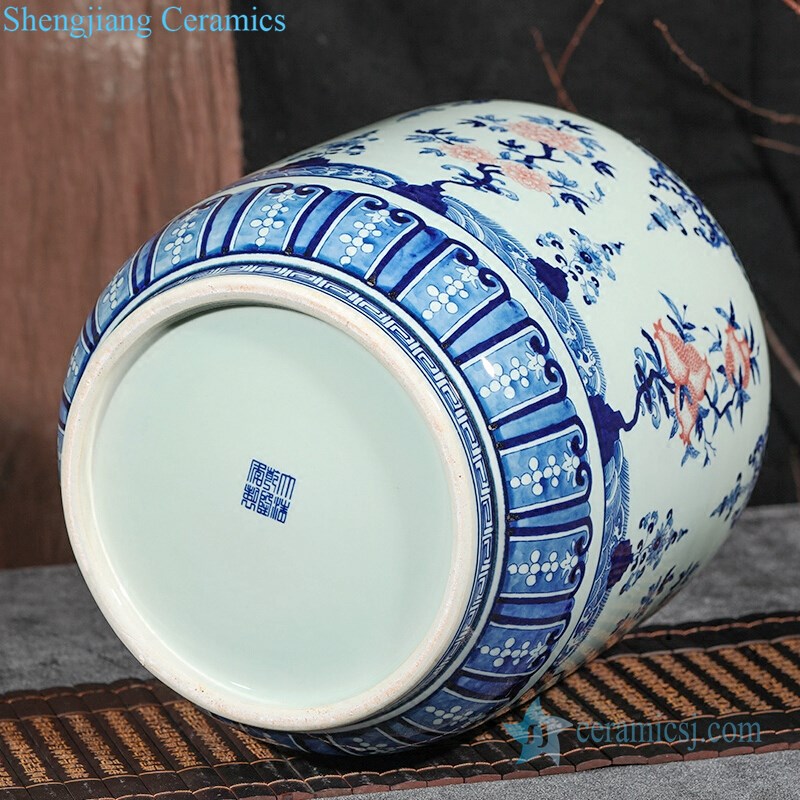Chinese antique handmade porcelain teapot bottom view