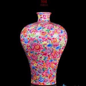 enamel porcelain multicolor big vases front view