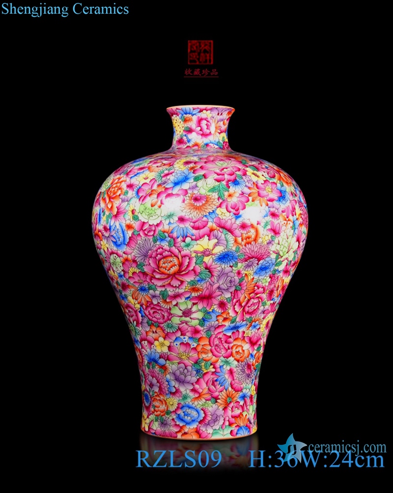 enamel porcelain multicolor big vases front view 