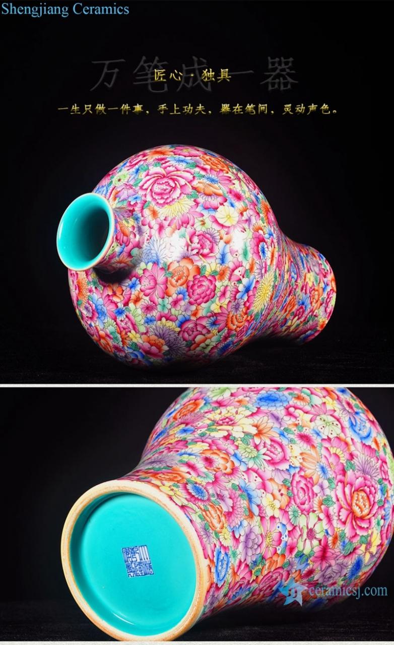enamel porcelain multicolor big vases top and bottom