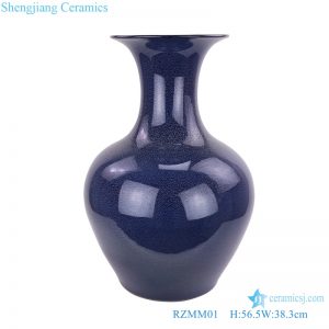 Deep blue color glaze porcelain big vases front view