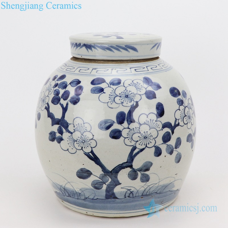  Vintage color glaze ceramic pot plum pattern
