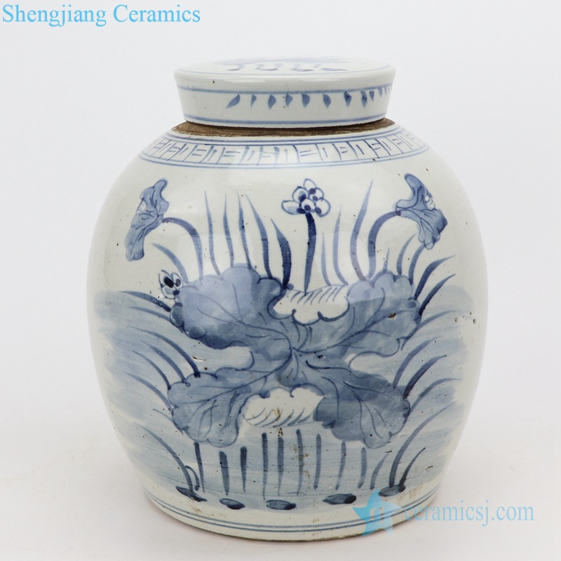  Vintage color glaze ceramic pot lotus pattern 