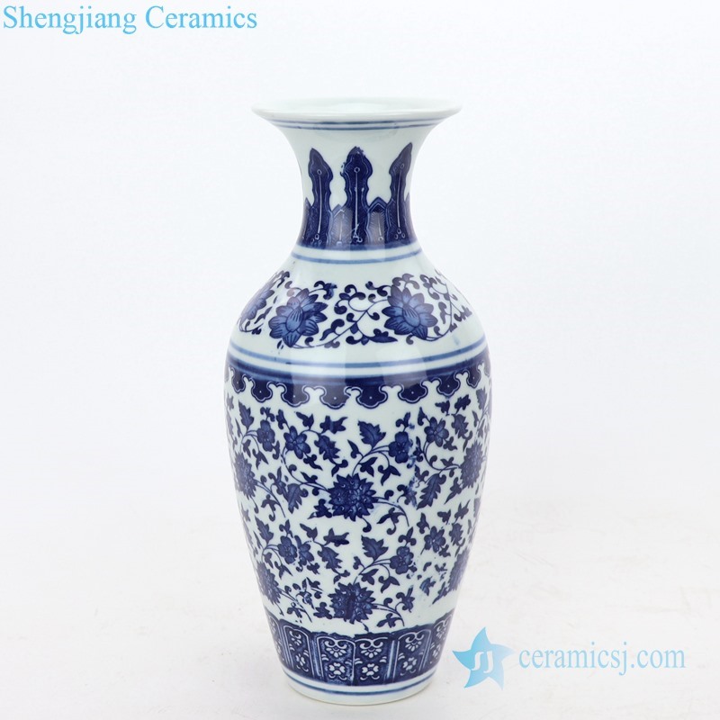 Traditional hand-painted blue and white porcelain vases