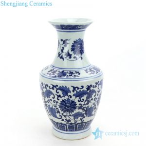 Lotus pattern hand painted vase decoration front view