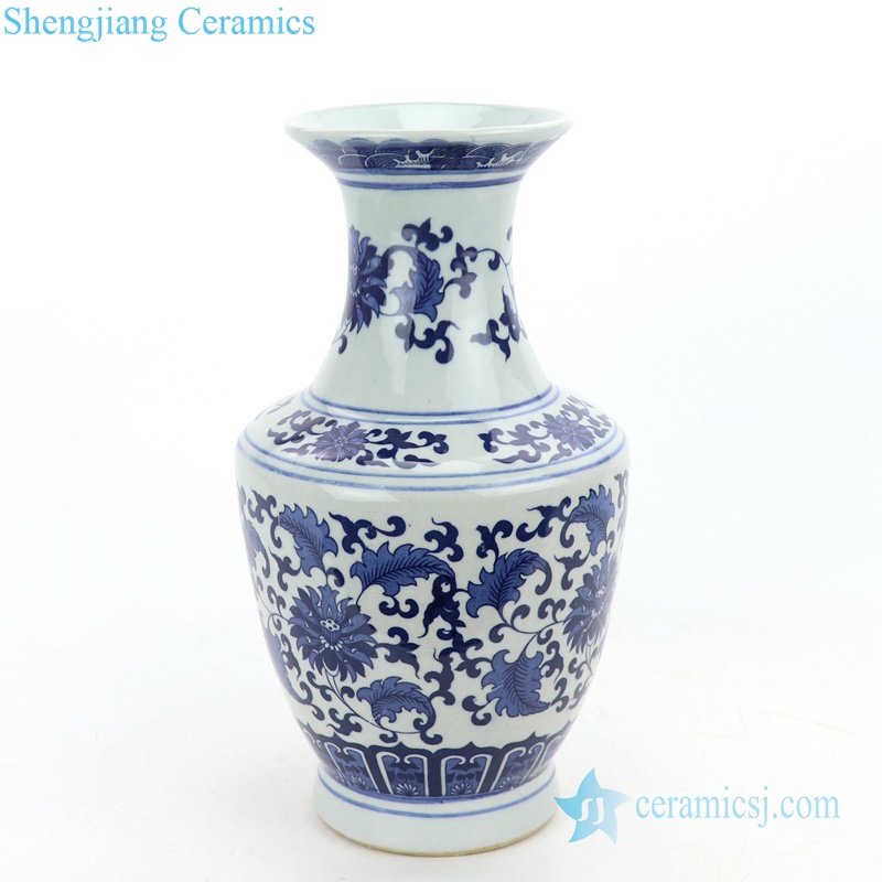  Lotus pattern hand painted vase decoration front view