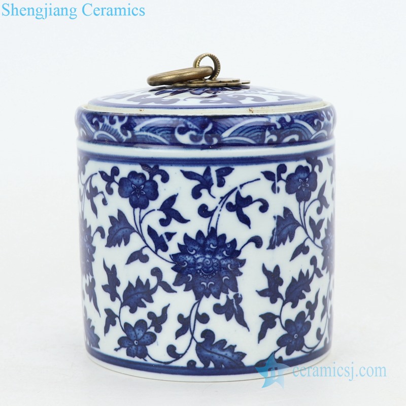 Jingdezhen blue and white antique ceramic tea cylinder