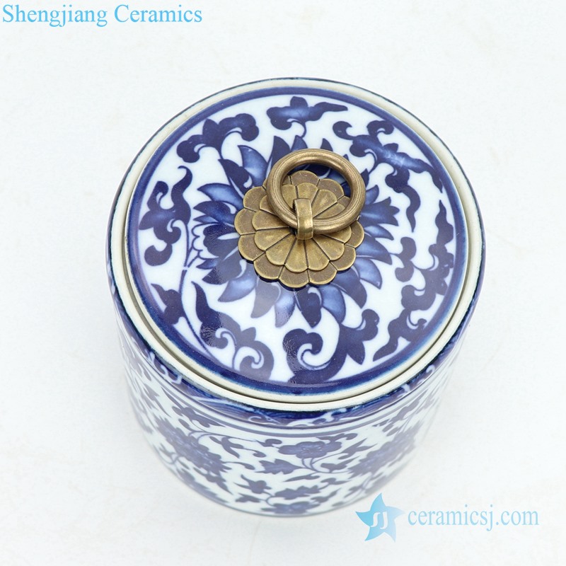 Jingdezhen antique ceramic tea cylinder top view 