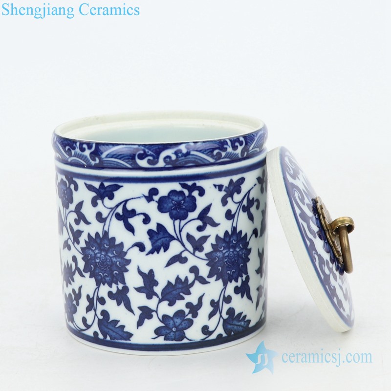 Jingdezhen antique ceramic tea cylinder bottle view 