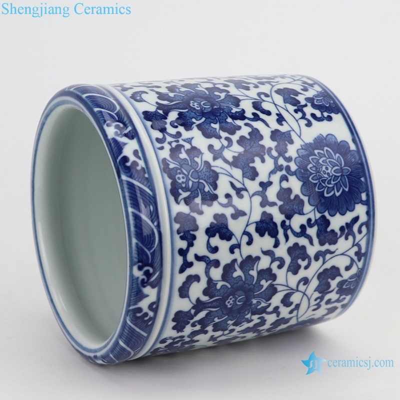 Lotus pattern ceramic pen holder vase side  view 