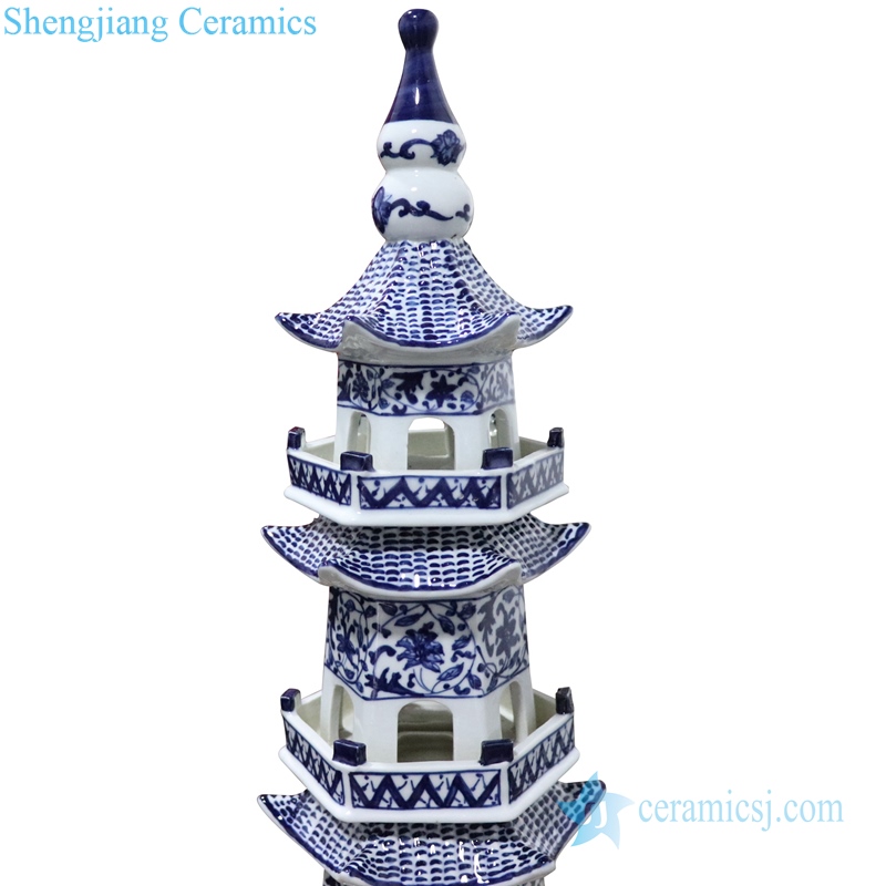 blue and white chinese pagota decoration detail