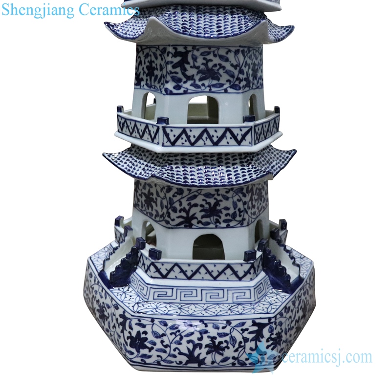 blue and white chinese pagota decoration detail