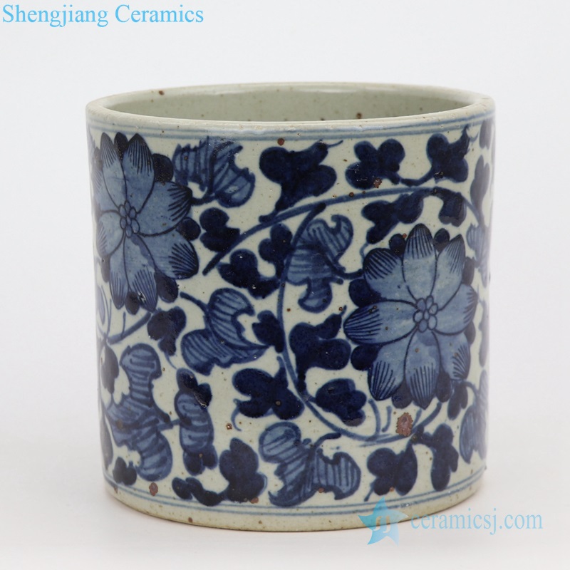Flower pattern porcelain pen stand vase