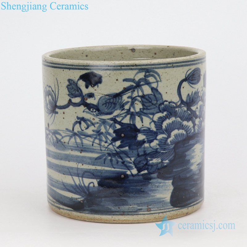 Flower pattern porcelain pen stand vase