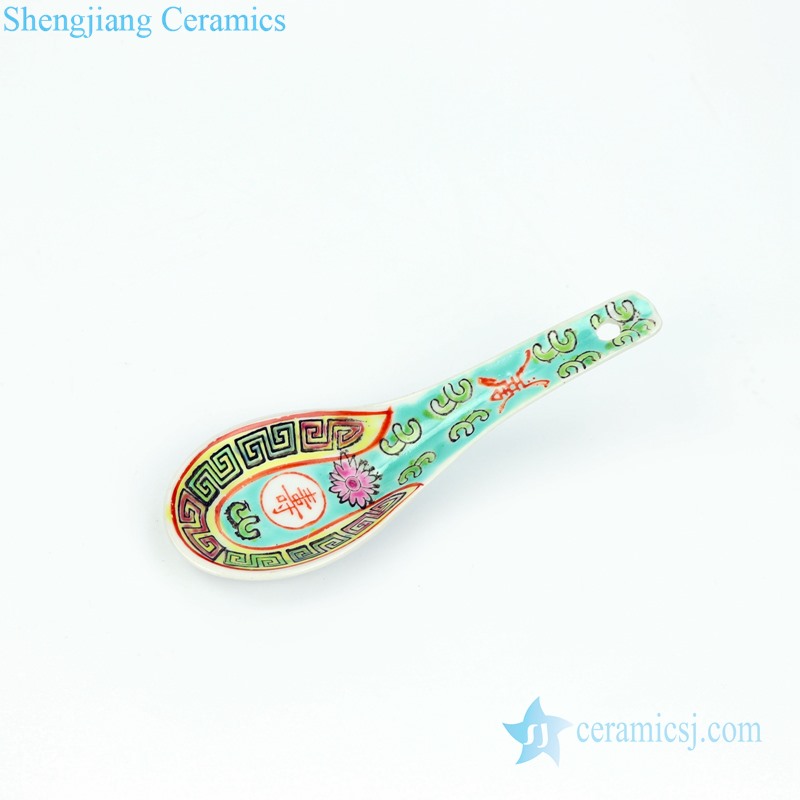 Jingdezhen traditional longevity rose ceramic spoon