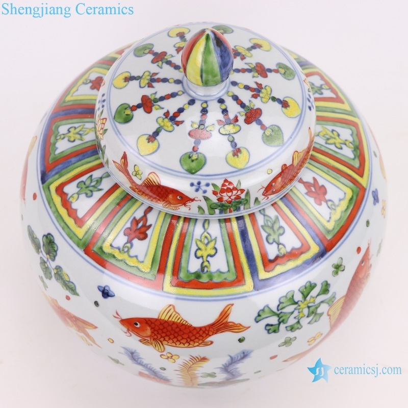 beautiful chinese ancient porcelain pot top view 