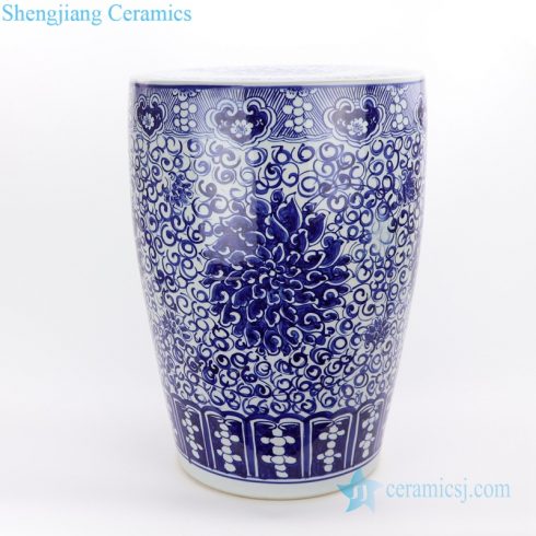  Jingdezhen drum hand painted ceramic stool front view