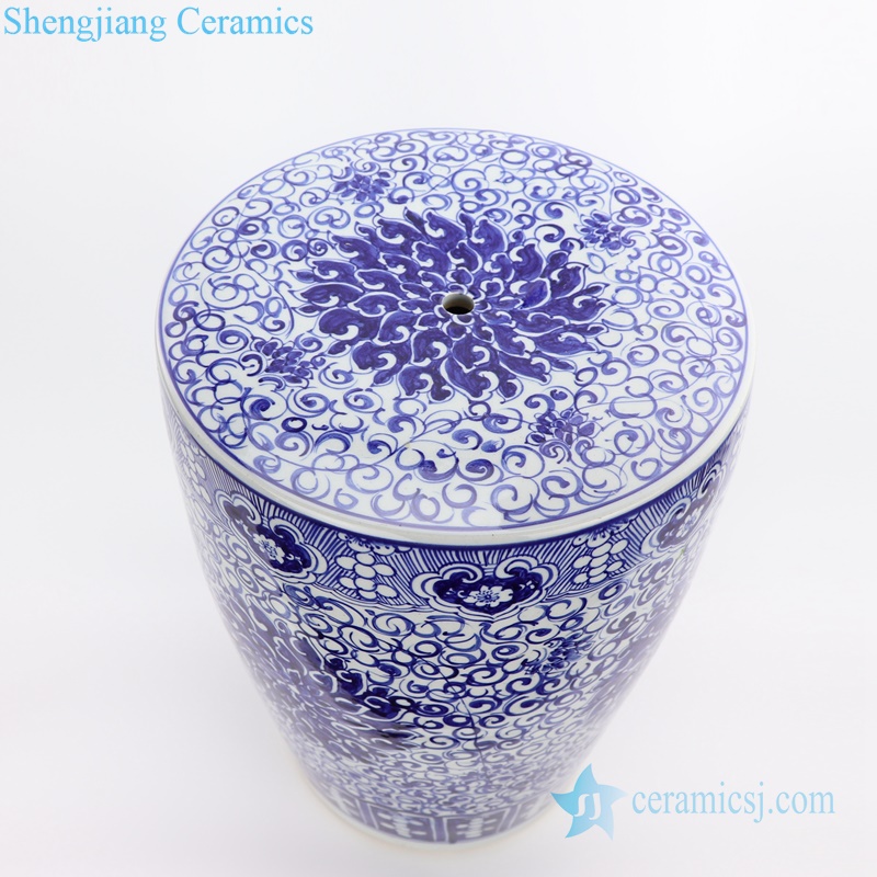  Jingdezhen drum hand painted ceramic stool top view