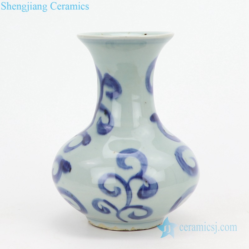 Old style round ceramic small vase side view