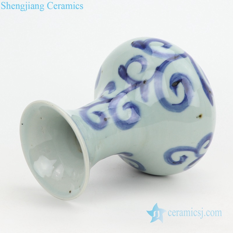 Old style round ceramic small vase side view