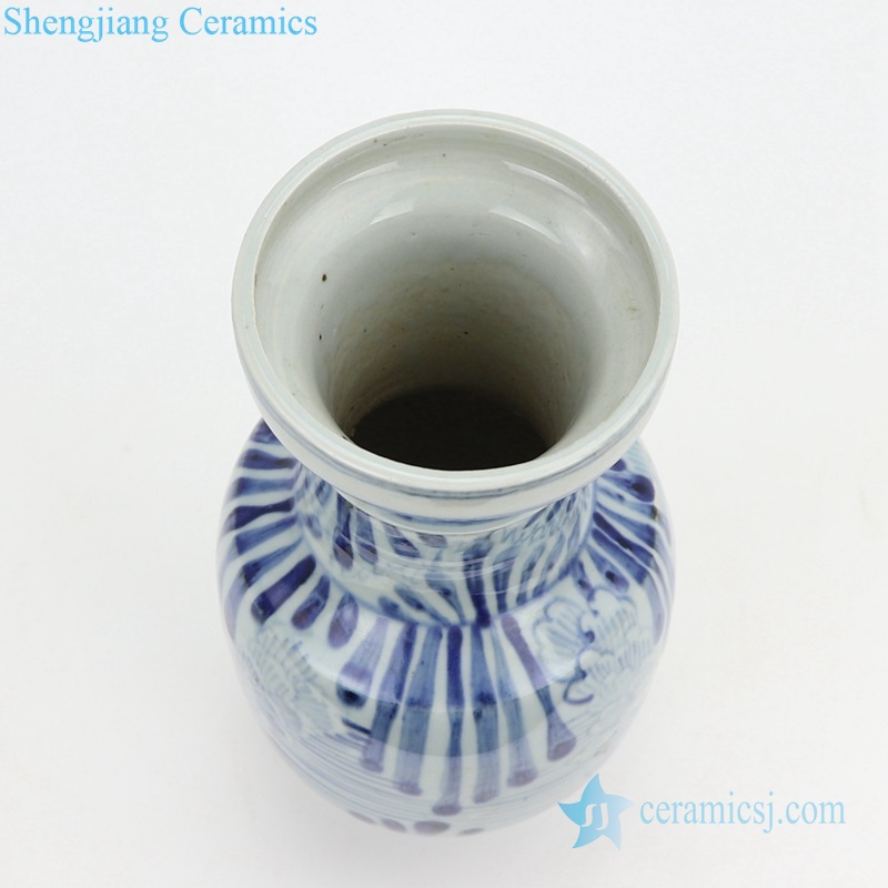 Flower pattern color glaze ceramic vase bottle view